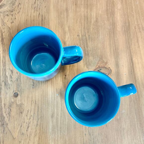 Pier 1 Coffee Mugs Essential Colours Teal 2 Discontinued Chunky Hand Painted - Picture 6 of 11